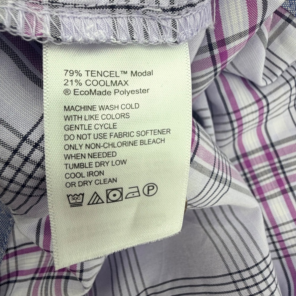 Tommy Bahama The Coconut Point Shirt Plaid Short Sleeve XL Purple - Picture 5 of 7